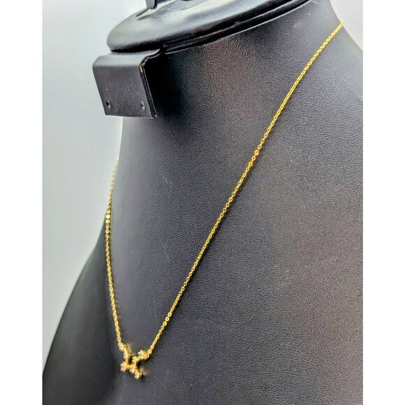 925 Sterling Silver Vermeil Yellow Tone Crystal Virgo Zodiac Star Sign Necklace - Picture 2 of 5
